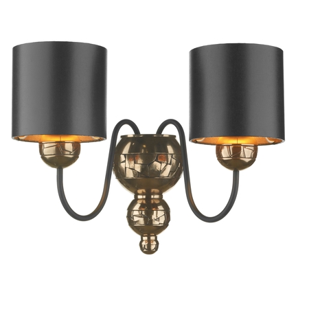  Garbo Bronze Double Wall Light with Black Bronze Shade